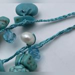 Howlite Pearl Peridot Quartz Beaded Necklace Artisan Made sterling silver blue Green Photo 3