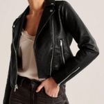 Abercrombie & Fitch Faux Leather Moto Jacket Vegan Biker Jacket Black Small Photo 0