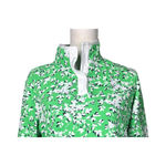 Lands' End Draper James X  Pullover Size Small Snap Sweatshirt Green Floral Preppy Photo 3