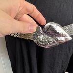 Vintage Silver Scale Stretch Belt With Leaf Buckle Women’s Fits Small/Medium Photo 2