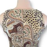 Vintage 90s Maxi Dress Cream Brown Leopard Animal Print Paisley Sleeveless Size M Photo 6