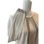 Preston & York Striped Cardigan Sweater Cream Open Front Long Sleeve Knit Top‎ Photo 3