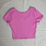 Bozzolo  | Bubblegum Pink Short Sleeve Ribbed Cropped Tee | Large Photo 1