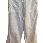 Joie  Wide Leg Pants 100% Linen Flax White Beachy Embroidered Details Womens XL Photo 0