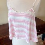 Love j Crop Top Pastel Pink Stripe Shirt Flowy Daisy Straps Photo 0