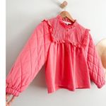 Hunter Bell NYC | Bea Quilted-Sleeve Ruffle-Trim Top | Sz M Photo 2