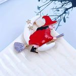 1pc Dropping Enamel Red‎ Witch White Moon Shape Brooch Pin Gold Plated Photo 2