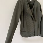 Athleta  Quilted Sweatshirt Asymmetrical Zip Jacket in Dark Heathered Green M Photo 3