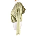 NWT Araminta James Women's S Cropped Velour Hoodie Khaki Green Casual Photo 6