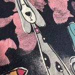 Jess & Jane Womens Bow Wow Dog Theme TShirt Top Long Sleeve Rhinestone Black Lrg Size L Photo 6