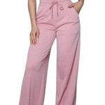 Bustier bodysuit with elastic waist wide leg pants set. NWT. Large Pink Photo 0