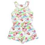 PJ Couture Romper Women M Floral Rose Print Sleeveless Button Front Pajamas NEW White Size M Photo 4