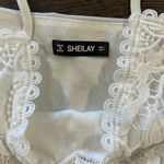 Sheilay White Smocked Sleeveless Camisole dress fringe top women’s size small Photo 7