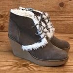 Gap NEW YORK “Gwen Shearling” Tree Bark Suede Wedges Boots ladies size 9 Photo 4