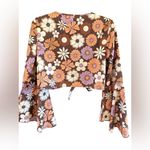 Romwe Floral Tie-Front Bell Sleeve Blouse Photo 1