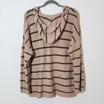 J. Jill Peach and Green Oversized Striped Hoodie Pullover Size XL Photo 1