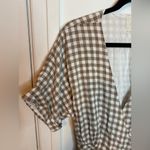 Urban Outfitters  Gabrielle Brown Gingham Linen Midi Wrap Dress Photo 6