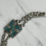 Faux Turquoise Studded Square Silver Chain Link Belt One Size (OS) ✨ Photo 11