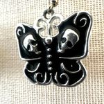 Goth Butterfly Skull Enamel Earrings Black Photo 7