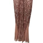 Nightway  Women prom Pink Sequin Evening Dress Low Cut Sleeveless V Neck Full 6P Photo 3