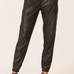 Spanx Faux Leather Black Joggers Pants High Rise Elastic Waist Pockets Edgy M Photo 0