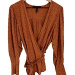 BCBGMAXAZRIA  Pleated Shoulder Wrap Ruffled Top Blouse Size Medium Photo 5