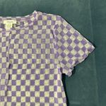 NWOT Checkered Mesh Purple/White Short Sleeve Top Purple Size M Photo 2