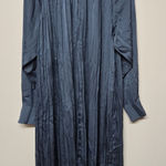 Lafayette 148 New York Pleated Long Sleeve Midi Shirt Dress Blue Size Large Photo 0