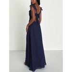 Lulus NWT Women's S Sweetest Entrance Navy Blue Ruffled Tie-Back Maxi Dress Photo 2