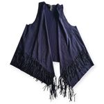 Stylish navy blue vest with fringe detailing. Perfect for layering. Size M Size M Photo 3