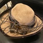 Angiolo Frasconi Women's‎ Brown Rabbit Hair Feathers Fedora Formal Hat One Size Photo 2