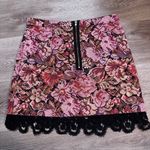 Topshop  Tapestry Floral Rose Jacquard Crochet Mini Skirt Carpet Lace Pink 6 Photo 5