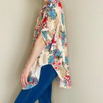 Cupshe Floral & Striped Tropical Oversized Swim Beach Button Front Cover-Up Top Photo 2