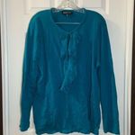 Jones New York  Blue/Teal Ruffle Accent Long Sleeve Top size 3X Photo 0