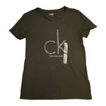 Calvin Klein Jeans  Womens Black Short-Sleeve T-Shirt Glitter Logo Medium NWT Photo 0