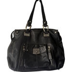 B Makowsky  Y2k Grunge Black Leather Tote Shoulder Bag Silver Hardware Photo 0