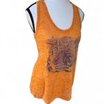 Harley Davidson Y2K VTG. ALL OVER GRAPHIC ORANGE BURN OUT TANK TOP SMALL #3 Photo 4