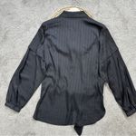 DKNY NWT  Women’s Jacquard Point Collar Long Sleeve Tie Front Blouse in Black L Photo 8