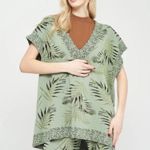 ZARA  Pullover Palm Leaf Cabana Vacation VNeck Short Sleeve Tunic Sweater Top Photo 0