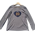 Life is Good Notre Dame Long Sleeve Gray V-Neck Tee Shirt Photo 0