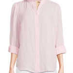 J.MCLAUGHLIN Julian Stripe Print Ruffle Collar Button Front Shirt Size Small Pink Photo 0