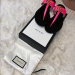 Gucci  Women's Neon Pink and Black GG Sandals Photo 7