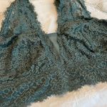 Aerie  Eyelash Lace Padded Plunge Bralette w/ Mesh Panel Women’s Size XL Green Photo 2