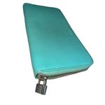 Tiffany & Co. Wallet Sterling Silver Logo Lock & Wrap Around Zipper 8x4 Leather Photo 1