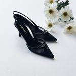 Prada  Women’s Mesh Slingback Pump Heels Black Nero Size 6 Photo 6