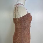 Miss Circle The Glint Rose Gold Ruched Chiffon Long Maxi Dress Pink Photo 8