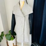 EXPRESS Shawl Collar Faux Leather Sleeve Zip Coat, Size Small, Gray/Black, NWOT Photo 1