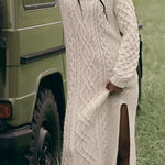 Anthropologie By Long Sleeve Sweater Midi Dress Cream Size S Photo 0