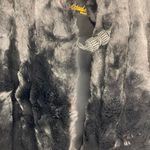 None Vtg Lofstads Black Faux Fur Unique Snap Buttons Long Over Coat Medium Fluffy Sof Photo 3