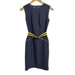 Karen Millen  Women's Navy Blue Classic Athleisure Belted Pencil Dress 4 NWT $350 Photo 1